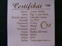 Gustav Mahler Au999,9/ 15,56g/ 28mm/ proof/ číslovaná