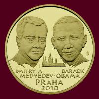 Obama a Medvěděv - Au999,9/ 31,1g/ proof/ ČM