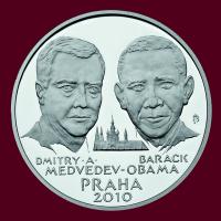 Obama a Medveděv - Ag999/ 31,1g/ proof/ ČM 