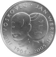 200 Kč - Voskovec+Werich, Ag900/ 13g/ 31mm/ PROOF