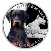 Stříbrná mince Psí plemena - Dobrman proof (ČM 2023)