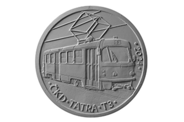 Stříbrná mince 500 Kč  trimetalová  - Tramvaj ČKD Tatra T3 proof (ČNB 2024)