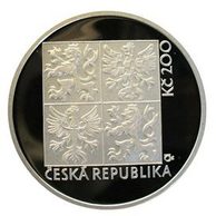 Stříbrná mince 200 Kč - 100. výročí výroby prvního osobního automobilu ve střední Evropě Präsident proof (ČNB 1997)