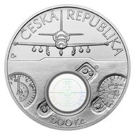 Stříbrná mince 500 Kč s optickým průhledovým prvkem - Letoun Aero L-39 Albatros standard (ČNB 2025)