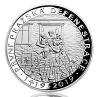 Stříbrná mince 200 Kč - 600. výročí první pražské defenestrace proof (ČNB 2019)
