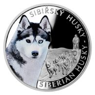 Stříbrná mince Psí plemena - Sibiřský husky proof (ČM 2023)  