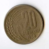 Mince Bulharsko  20 Stotinki 1954 (wč.290)       