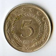 Mince Jugoslávie  5 Dinara 1980 (wč.631)      