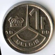 Mince Belgie 1 Franc 1989  (wč.140)                