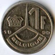 Mince Belgie 1 Franc 1990  (wč.142)                  