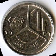Mince Belgie 1 Franc 1991  (wč.145)                     