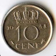 Mince Nizozemí 10 Cent 1948 (wč.80)  