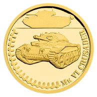 Zlatá mince Obrněná technika - Mk VI Crusader proof (ČM 2024)