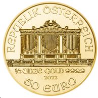 Zlatá 1/2oz investiční mince Philharmoniker standard (Rakousko 2022)