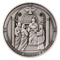 Stříbrná medaile Panna Marie Sedmibolestná - Proroctví Simeona v chrámu SK standard/patina (ČM 2022)