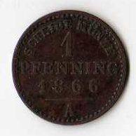 č.9 Prusko/ 1 Pfen. 1866 A