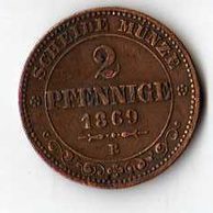 č.100 Sachsen/ 2 Pfen. 1869 B