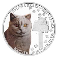 Stříbrná mince Plemena koček - Britská kočka proof (ČM 2024)