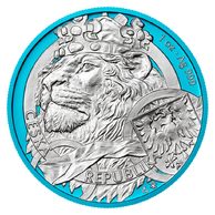 Stříbrná uncová investiční mince Český lev 2025 Space Blue standard (ČM 2025)