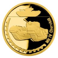 Zlatá mince Obrněná technika - Mk IV Churchill proof (ČM 2023)