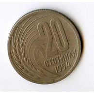 Mince Bulharsko  20 Stotinki 1954 (wč.291)    