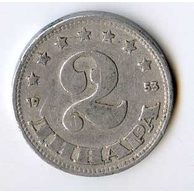 Mince Jugoslávie  2 Dinara 1953 (wč.350)    