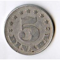 Mince Jugoslávie  5 Dinara 1953 (wč.501)   