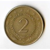 Mince Jugoslávie  2 Dinara 1980 (wč.667)      