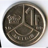 Mince Belgie 1 Franc 1989  (wč.140)                