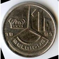Mince Belgie 1 Franc 1991  (wč.144)                    