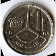 Mince Belgie 1 Franc 1991  (wč.145)                     