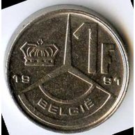 Mince Belgie 1 Franc 1991  (wč.145)                     
