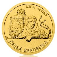 Zlatá investiční mince 1/25 oz Český lev standard (ČM 2018)