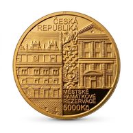 Zlatá mince 5000 Kč Městské památkové rezervace ČNB - Plzeň proof (ČNB)