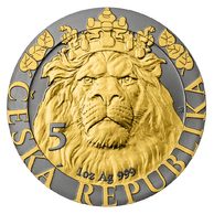 Stříbrná uncová investiční mince Český lev VÝROČÍ ruthenium selektivní pokov standard (ČM 2022)