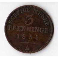 č.22 Prusko/ 3 Pfen. 1855 A