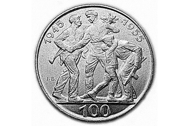 100 Kčs 10.výročí osvobození Československa (1955)  (Wč.116)