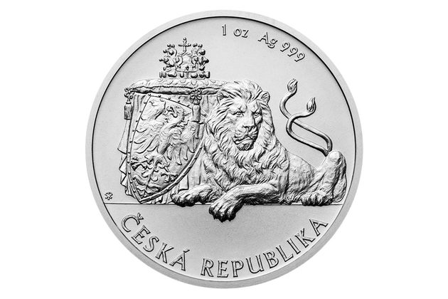 Stříbrná uncová investiční mince Český lev standard (ČM 2018)