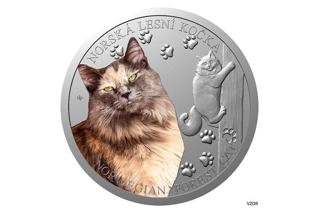 Stříbrná mince Plemena koček - Norská lesní kočka proof (ČM 2026)