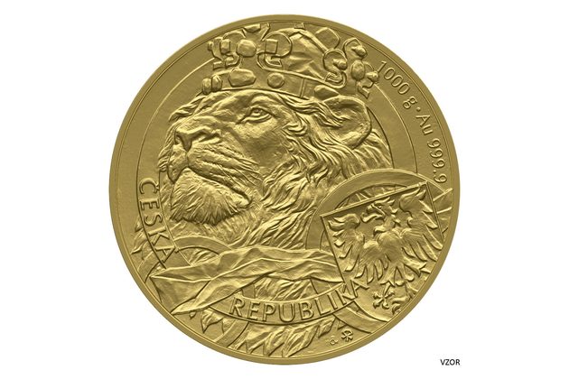 Zlatá kilogramová investiční mince Český lev standard (ČM 2025) číslováno