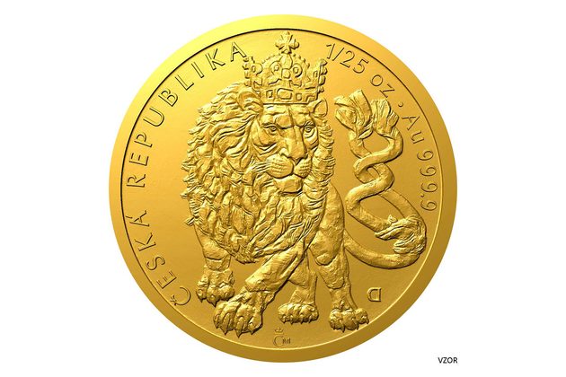 Zlatá 1/25oz investiční mince Český lev  standard číslovaná (ČM 2026)