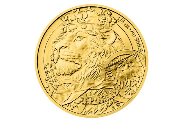 Zlatá 1/4oz investiční mince Český lev standard (ČM 2025)