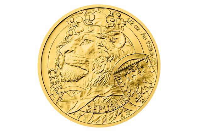 Zlatá 1/2oz investiční mince Český lev standard (ČM 2025)