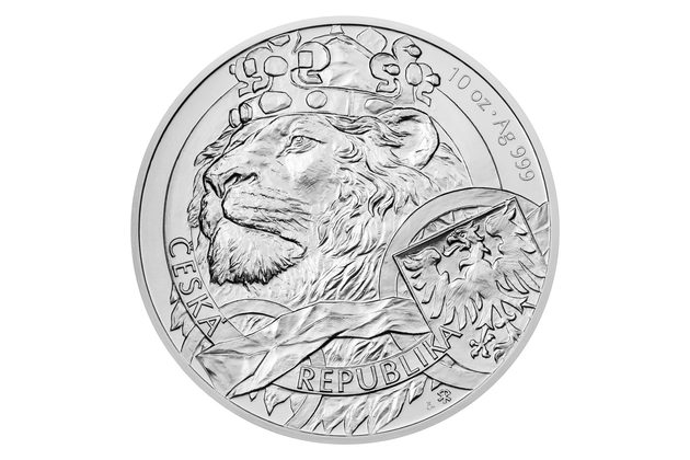 Stříbrná desetiuncová investiční mince Český lev  standard (ČM 2025)