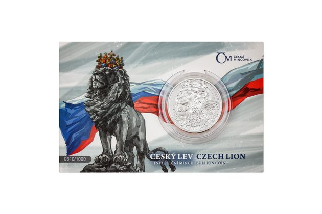 Stříbrná 1oz investiční mince Český lev  číslovaná standard (ČM 2025)