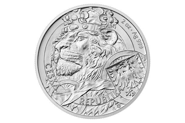 Stříbrná 2oz  investiční mince Český lev  standard (ČM 2025)