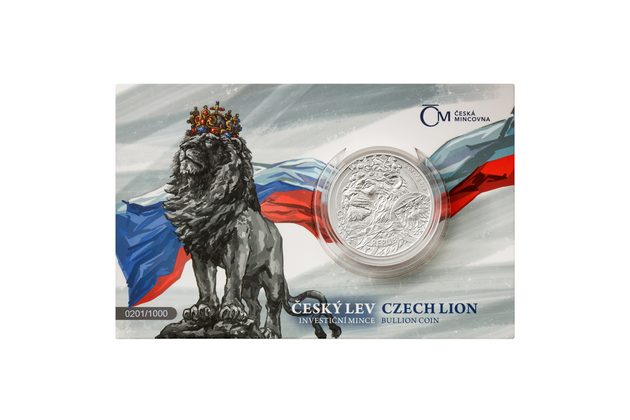 Stříbrná 2oz  investiční mince Český lev standard číslovaná (ČM 2025)