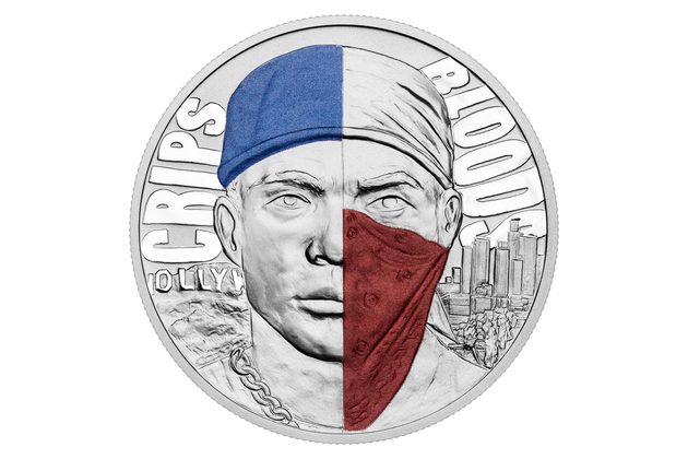 Stříbrná medaile Světové gangy - Crips a Bloods reverzní proof (ČM 2026)