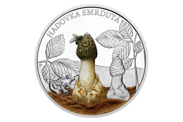Stříbrná mince Houby - Hadovka smrdutá kolor proof (ČM 2026) 