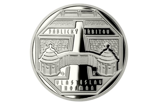 Platinová uncová mince Kubismus v české architektuře - Ďáblický hřbitov proof (ČM 2022)